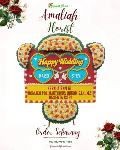 Karangan Papan Bunga Pernikahan di Pantoloan